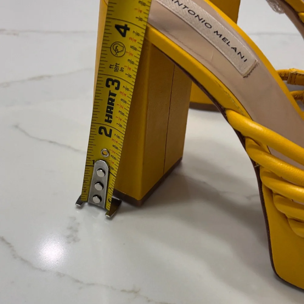 ANTONIO MELANI Yellow Multi-Strap Platform Mules